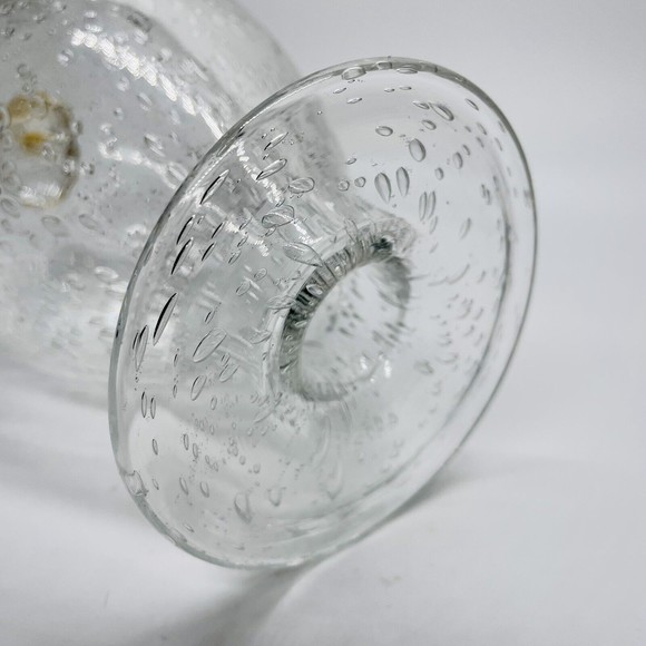 Rare Hand Blown Bubble Abstract Art Glass Clear and Gold Decor 7” - Picture 5 of 5